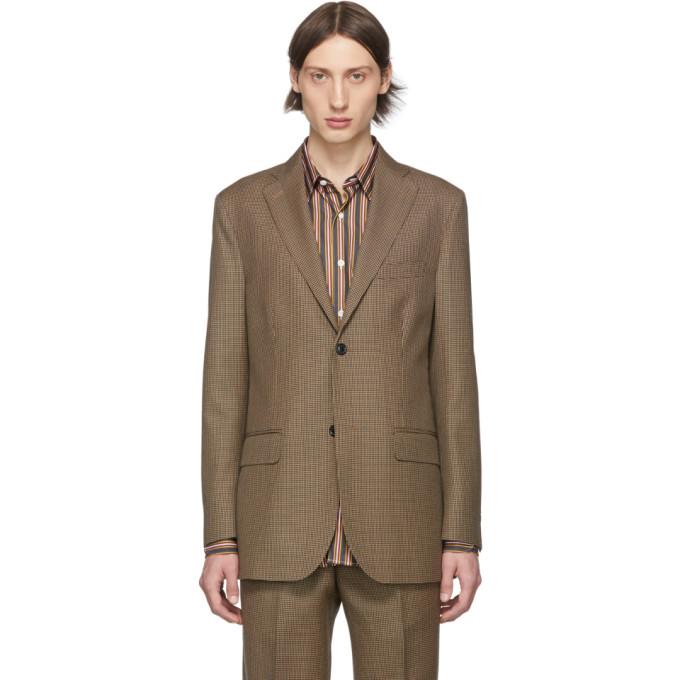 Cobra S.C. Brown and Black Wool Houndstooth Notch Lapel Blazer