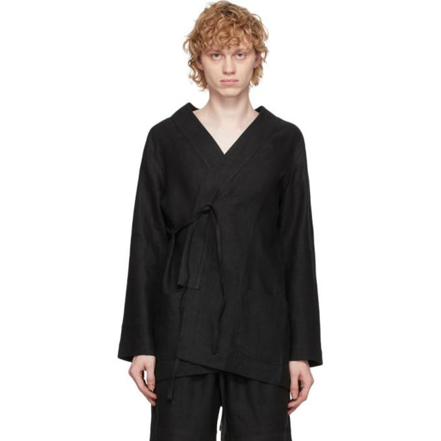 COMMAS Black Linen Robe Cardigan