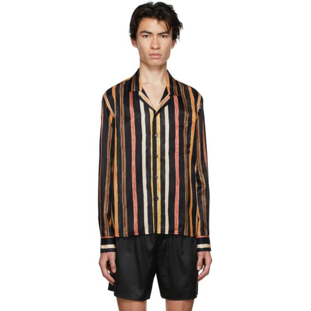 COMMAS Black Silk Solar Stripe Shirt