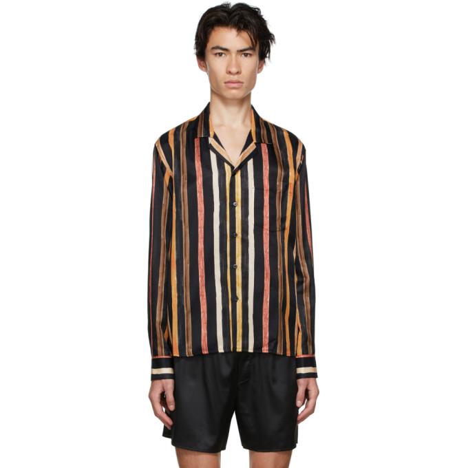 COMMAS Black Silk Solar Stripe Shirt