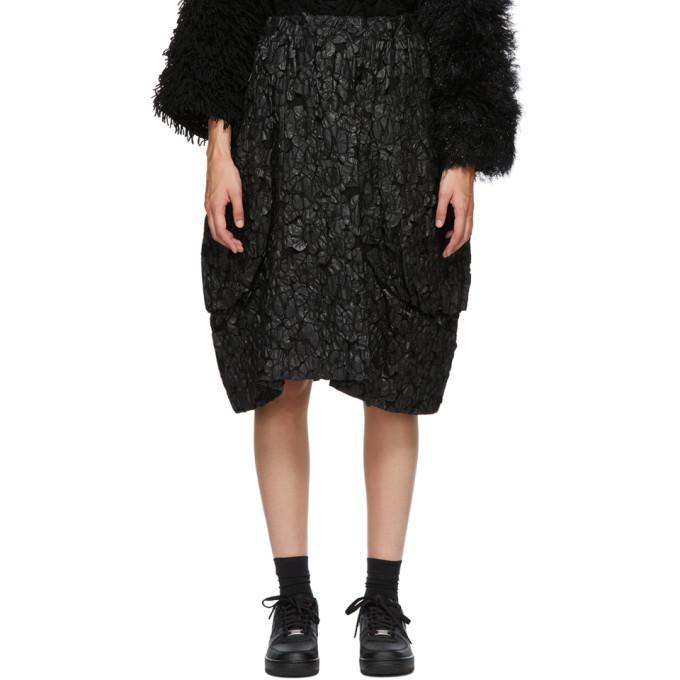 Comme des Garcons Black Textured Midi Skirt