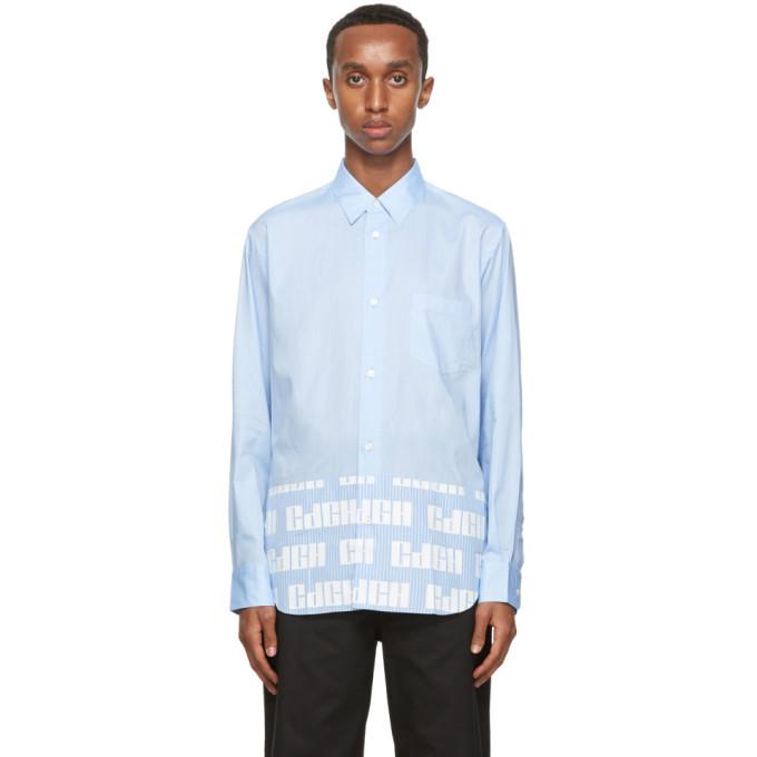 Comme des Garcons Homme Blue Striped Logo Hem Shirt