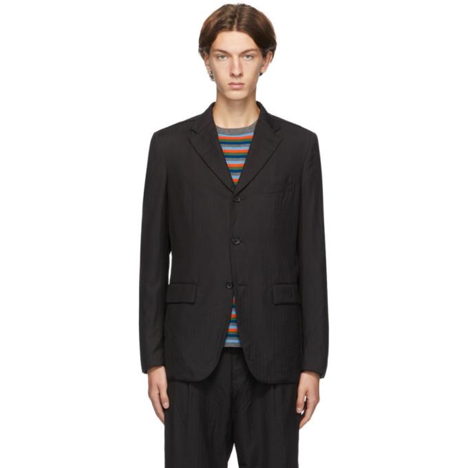 Comme des Garcons Homme Deux Black Wool Herringbone Blazer