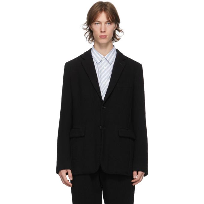 Comme Des Garçons Comme Des Garçons raw-edge short-sleeve blazer - Black