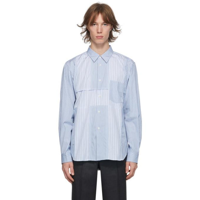 Comme des Garcons Homme Deux Blue Paneled Stripe Shirt