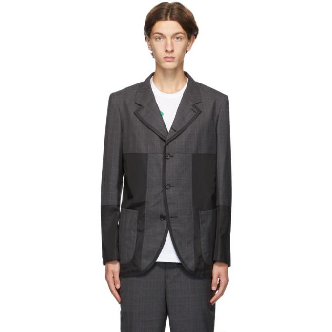 Comme des Garcons Homme Deux Grey and Black Panelled Check Blazer