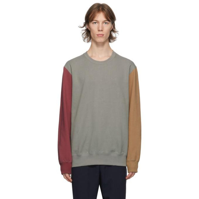 Comme des Garcons Homme Deux Grey and Red Colorblock Sweatshirt