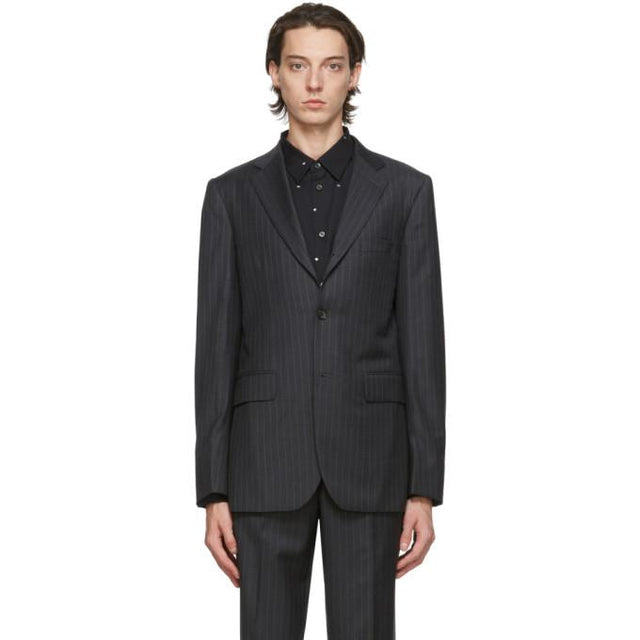 Comme des Garcons Homme Deux Grey Gabardine Striped Blazer