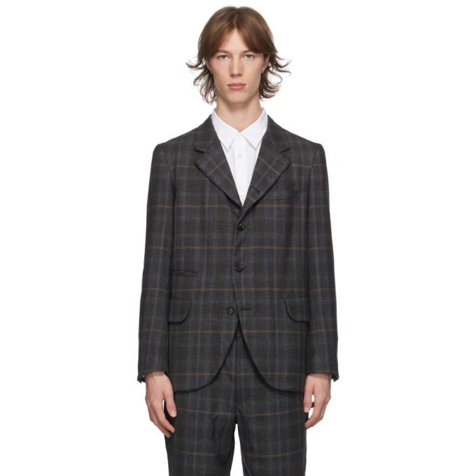 Comme des Garcons Homme Deux Grey Wool Glen Check Blazer