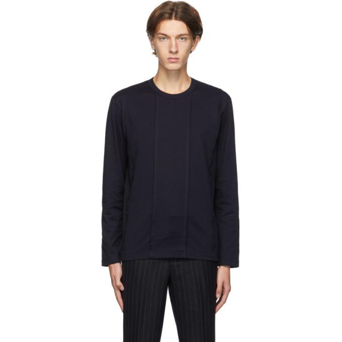 Comme des Garcons Homme Deux Navy Panelled Long Sleeve T-Shirt