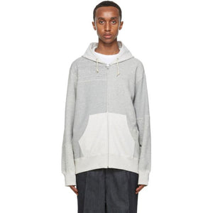 Comme des Garcons Homme Grey Panelled Zip Hoodie