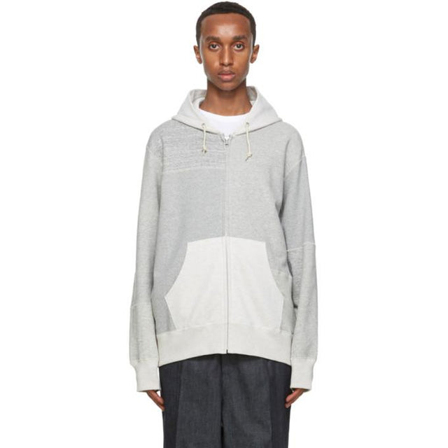 Comme des Garcons Homme Grey Panelled Zip Hoodie