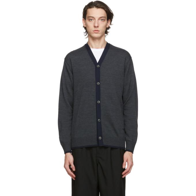 Comme des Garcons Homme Grey Worsted Wool Logo Cardigan – BlackSkinny