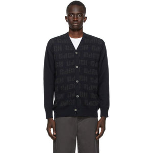 Comme des Garcons Homme Navy Wool Logo Cardigan