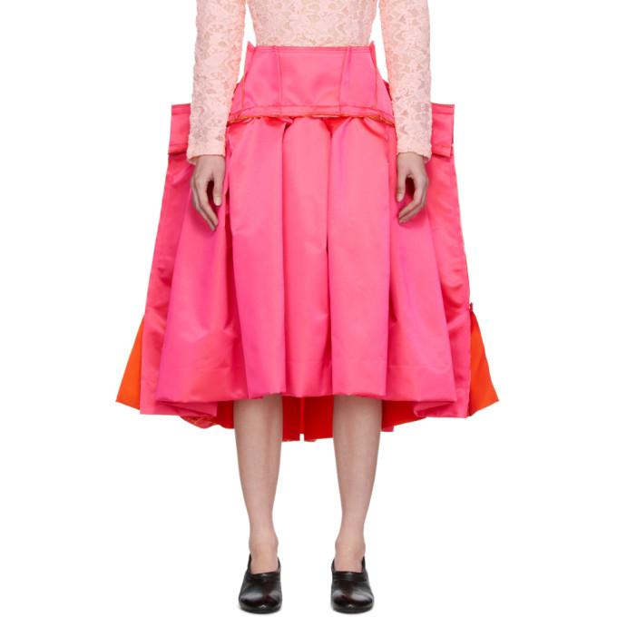 Comme des Garcons Pink Thin Satin Structured Skirt