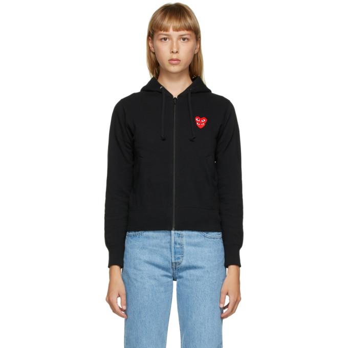 Comme des Garcons Play Black Layered Heart Zip-Up Hoodie