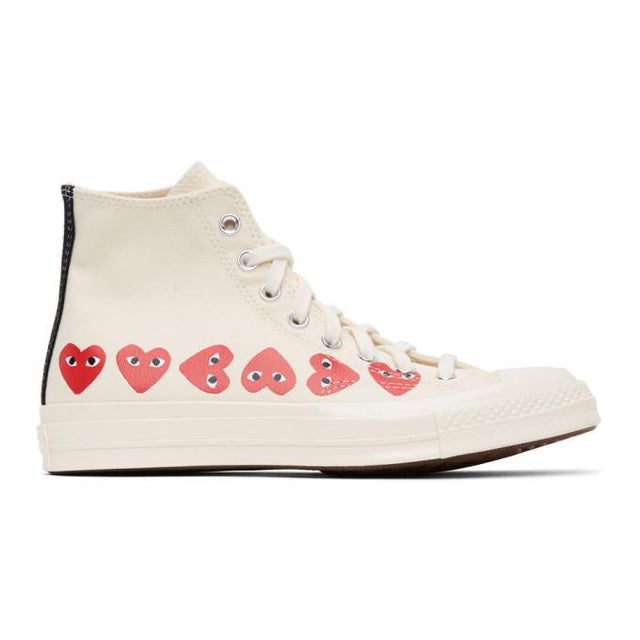 Comme des Garcons Play Off-White Converse Edition Multiple Hearts Chuck 70 High Sneakers