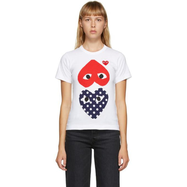Comme des Garcons Play White Upside Down Heart T-Shirt