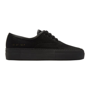 Common Projects Black Canvas Four Hole Sneakers