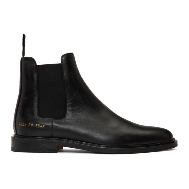 Common Projects Black Leather Chelsea Boots
