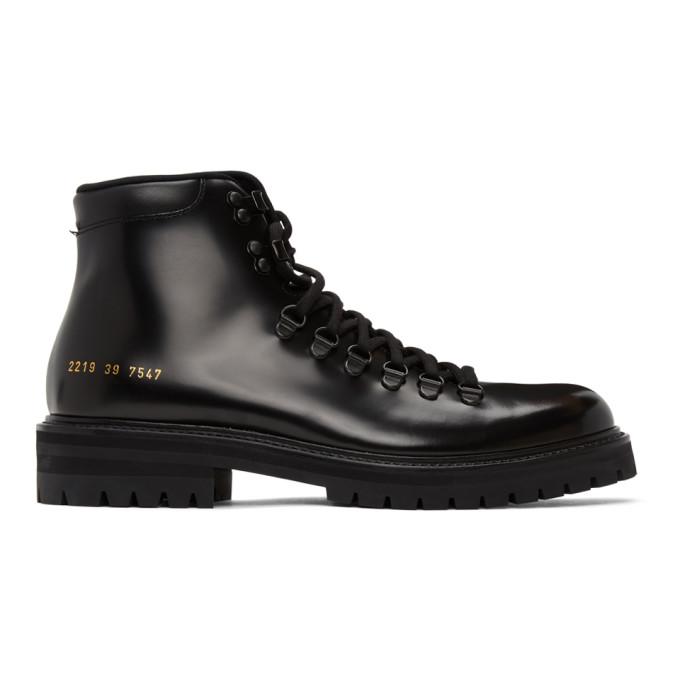 Common Projects Black Leather Hiking Boots