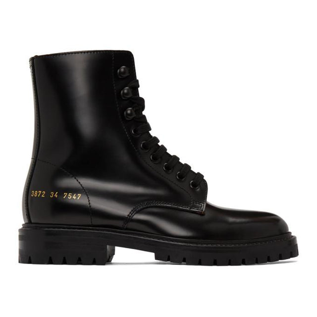 Common Projects Black Lug Sole Combat Boots