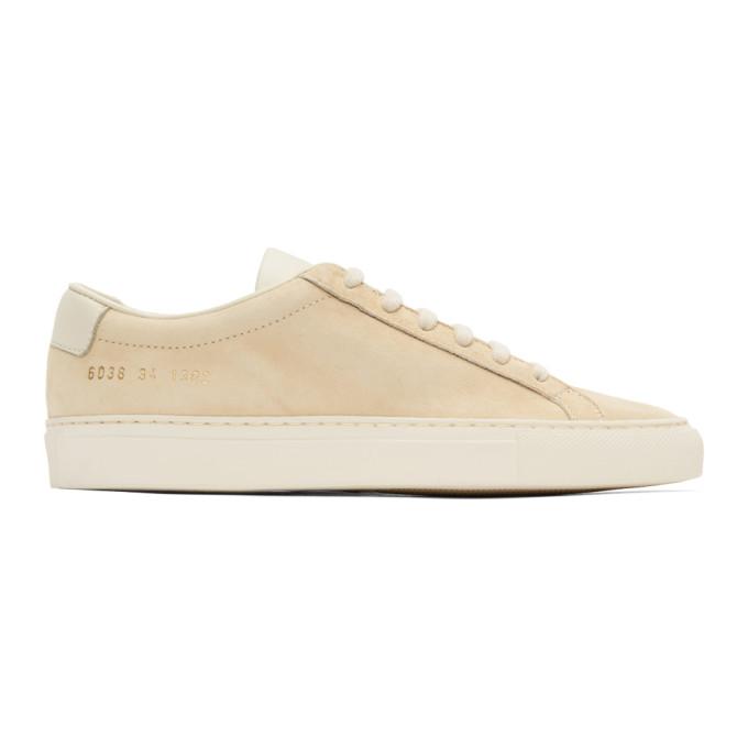 Common Projects Tan Suede Contrast Achilles Low Sneakers