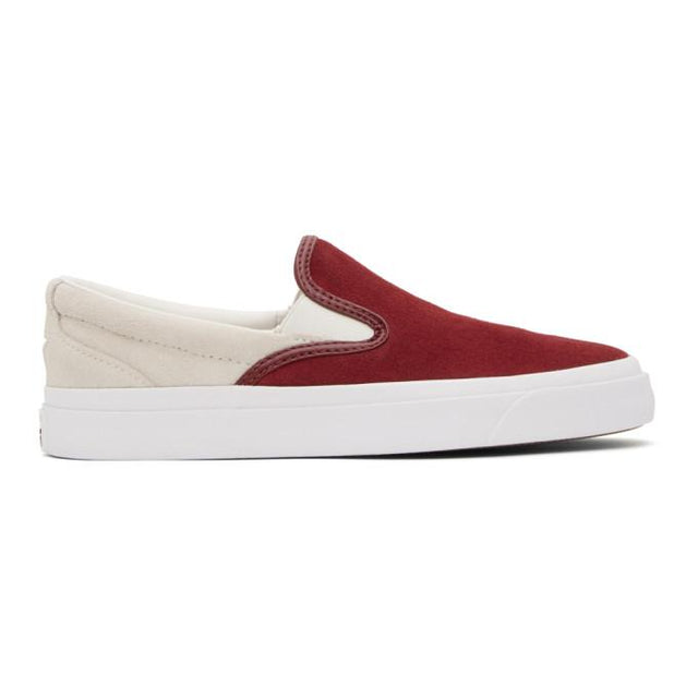 Converse Red and Off-White One Star CC Pro Slip-On Sneakers