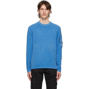 C.P. Company Blue Chenille Lens Crewneck Sweater