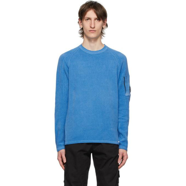 C.P. Company Blue Chenille Lens Crewneck Sweater