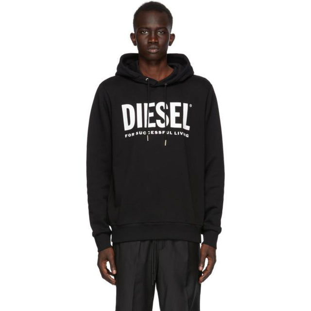 Diesel Black Loopback Cotton Logo Hoodie