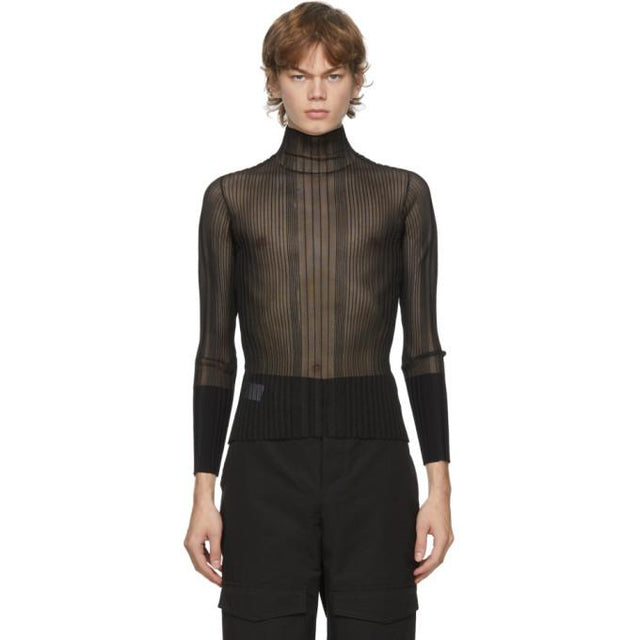 Dion Lee Black Opacity Pleat Long Sleeve T-Shirt