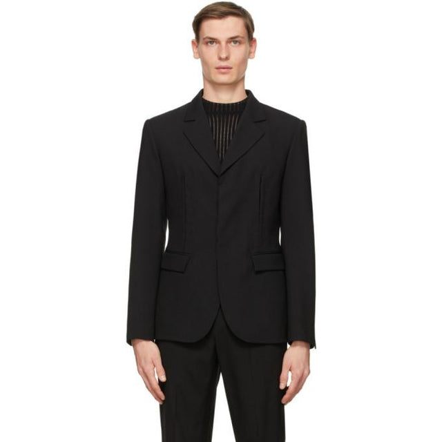 Dion Lee Black Wool Hook and Eye Blazer