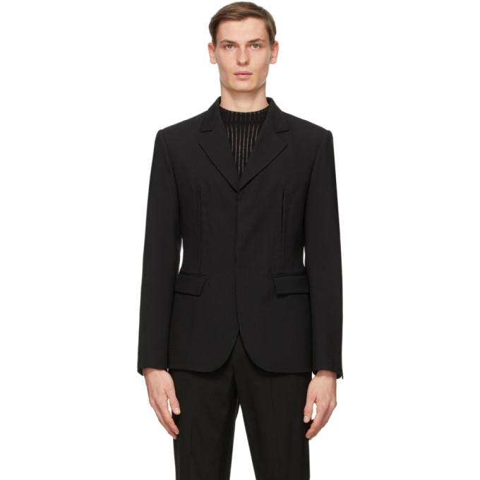 Dion Lee Black Wool Hook and Eye Blazer
