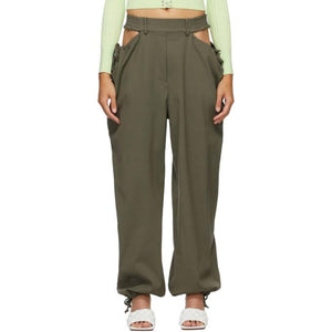 Dion Lee Khaki Gathered Tie Trousers