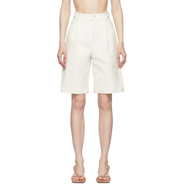 Dion Lee White Vented Pleat Shorts