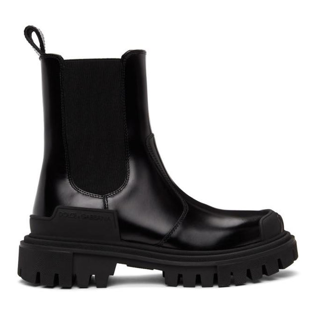 Dolce and Gabbana Black Biker Chelsea Boots