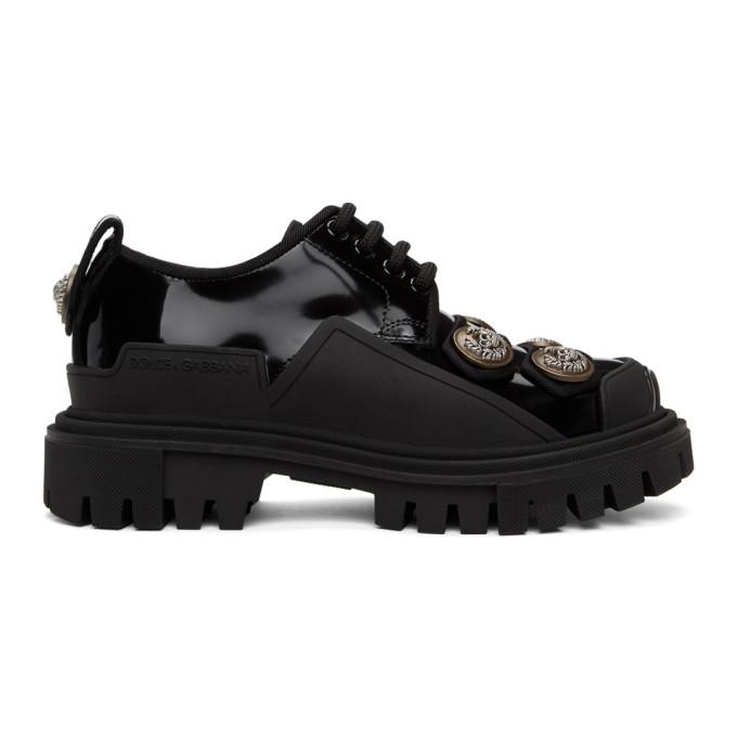 Dolce and Gabbana Black Button Trekking Derbys