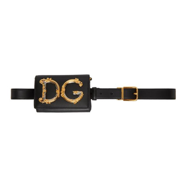 Dolce and Gabbana Black Leather DG Belt Bag