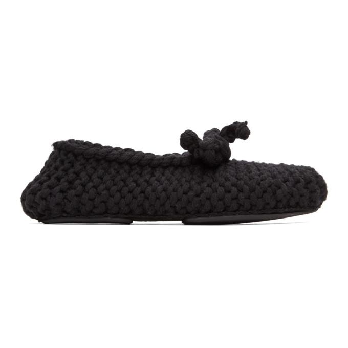 Dolce and Gabbana Black Merino Crochet Slippers