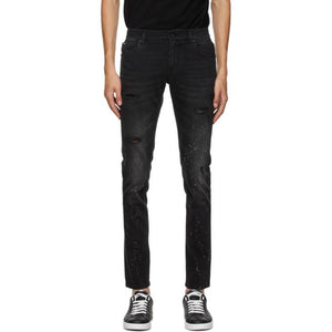 Dolce and Gabbana Black Paint Splatter Jeans