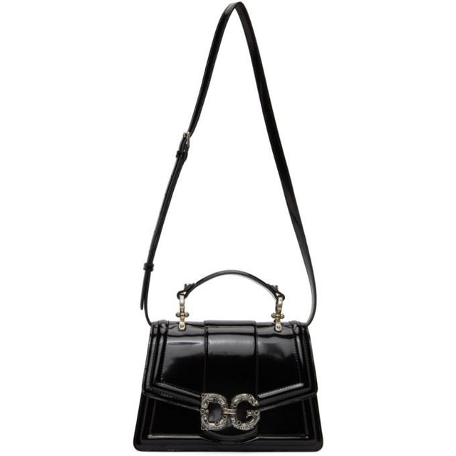 Dolce and Gabbana Black Patent DG Amore Bag