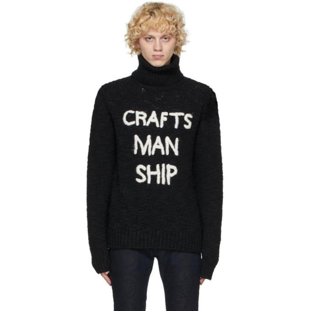 Dolce and Gabbana Black Wool Craftsmanship Turtleneck