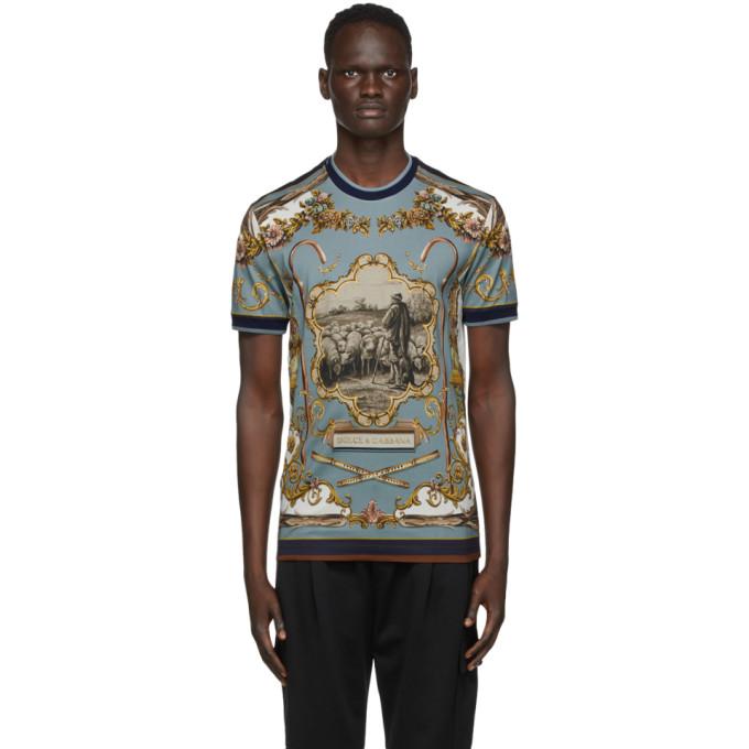 Dolce and Gabbana Multicolor Shepard Print T-Shirt