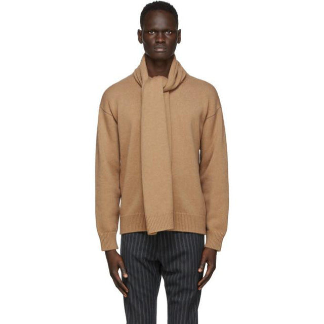 Dolce and Gabbana Tan Scarf Cashmere Sweater