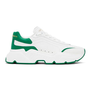 Dolce and Gabbana White and Green Daymaster Sneakers