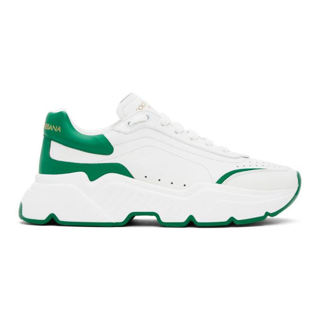 Dolce and Gabbana White and Green Daymaster Sneakers