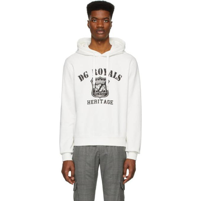 Dolce and Gabbana White DG Royals Hoodie