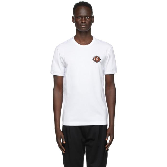 Dolce and Gabbana White Embroidered Logo T-Shirt