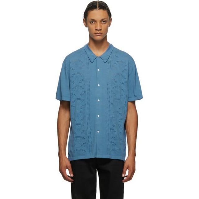 Double Rainbouu Blue Knit Retro Shirt